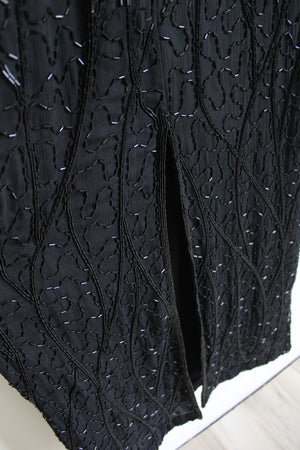 Vintage Scala Beaded Silk Gown Black White Dress Jubilee Thrift Vintage Scala Beaded Silk Gown Black White Dress Jubilee Thrift