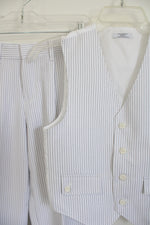 White Black Pinstripe Dress Pant & Vest Set | 8