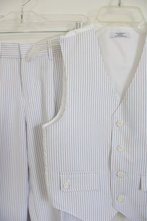 White Black Pinstripe Dress Pant & Vest Set | 8