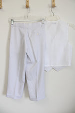 White Black Pinstripe Dress Pant & Vest Set | 8