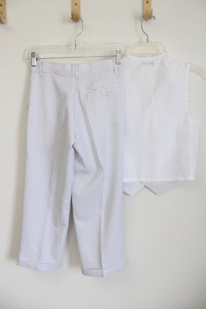 White Black Pinstripe Dress Pant & Vest Set | 8