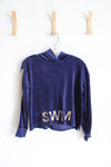 Justice Active Swim Navy & Gold Shimmer Velour Hoodie | Youth 14/16