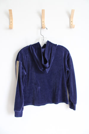 Justice Active Swim Navy & Gold Shimmer Velour Hoodie | Youth 14/16