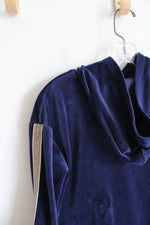 Justice Active Swim Navy & Gold Shimmer Velour Hoodie | Youth 14/16