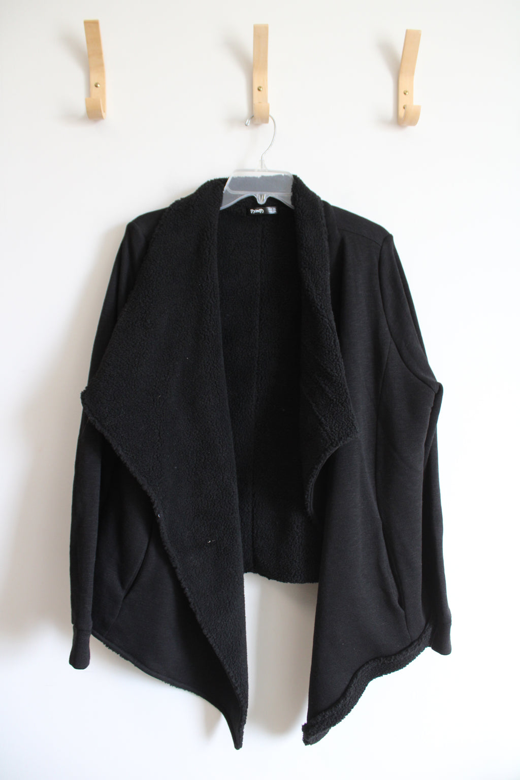 Thanth Black Sherpa Lined Open Cardigan | XXL