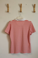 Kate Lord Performance Orange and White Striped Athletic Polo | M
