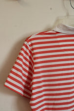 Kate Lord Performance Orange and White Striped Athletic Polo | M