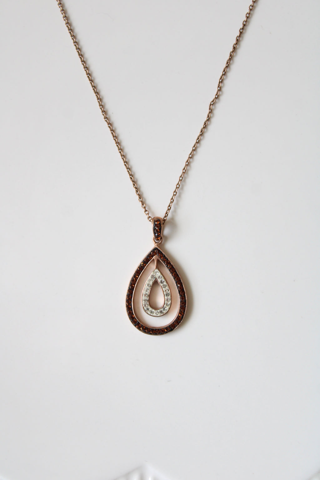 Brown Stone Teardrop Sterling Silver Necklace
