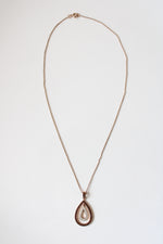 Brown Stone Teardrop Sterling Silver Necklace