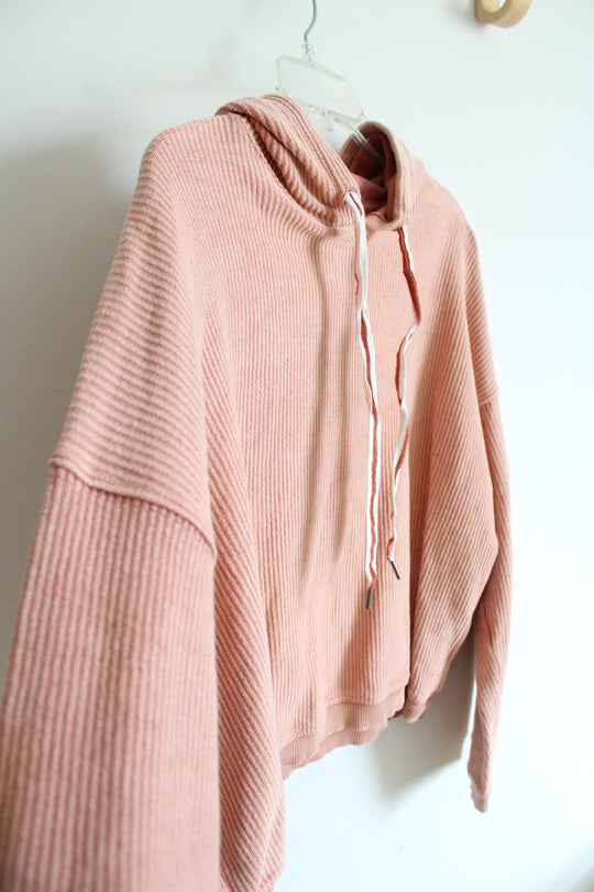 Aerie Pink Ribbed Hoodie | M