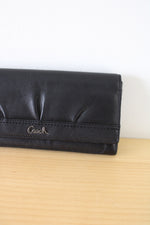 Coach Tri-Fold Pleated Black Leather Wallet