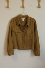 Rachel Zoe Olive Green Linen Button Up Top | S