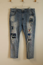 Kloud9 Distressed Paint Splatter and Colored Stitching Jeans | 42 x 32