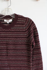 NEW LOFT Maroon Black & Gold Shimmer Sweater Dress | XXS Petite