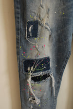 Kloud9 Distressed Paint Splatter and Colored Stitching Jeans | 42 x 32