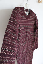 NEW LOFT Maroon Black & Gold Shimmer Sweater Dress | XXS Petite