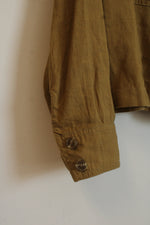 Rachel Zoe Olive Green Linen Button Up Top | S