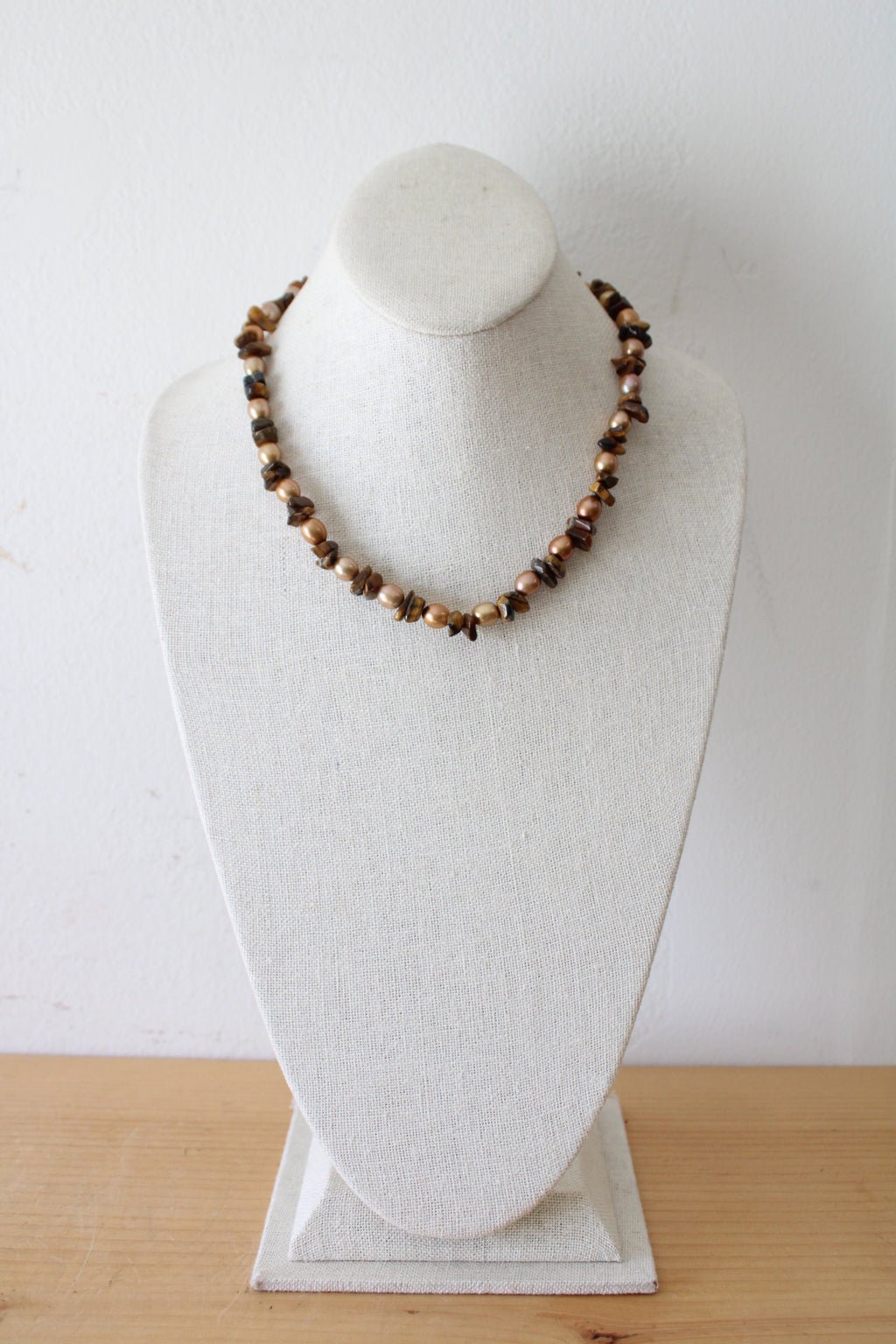 Genuine Brown Pearl & Tigers Eye Necklace