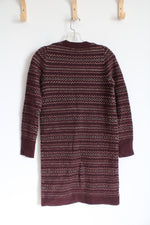NEW LOFT Maroon Black & Gold Shimmer Sweater Dress | XXS Petite