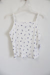 NEW Old Navy Cream Blue Floral Rib Tank | Youth L (10/12)