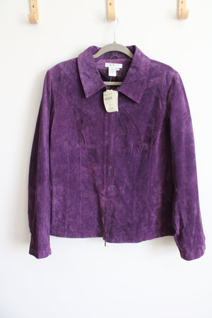 NEW Coldwater Creek Purple Suede Leather Jacket | 1X