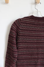 NEW LOFT Maroon Black & Gold Shimmer Sweater Dress | XXS Petite