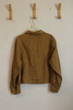 Rachel Zoe Olive Green Linen Button Up Top | S