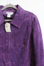 NEW Coldwater Creek Purple Suede Leather Jacket | 1X