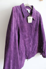 NEW Coldwater Creek Purple Suede Leather Jacket | 1X