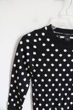 NEW Ann Taylor Black & White Polka Dot Sweater | XXS Petite