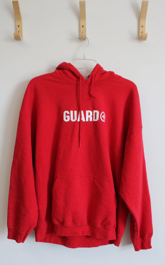 Gildan Red Cotton Lifeguard Hoodie | XL