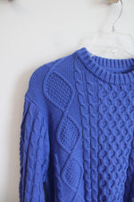 NEW Houston White Blue Cable Knit Sweater | S