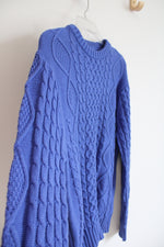 NEW Houston White Blue Cable Knit Sweater | S