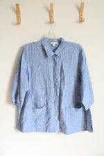 Coldwater Creek Blue Linen Button Down Top | 3X