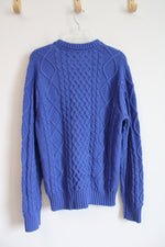 NEW Houston White Blue Cable Knit Sweater | S