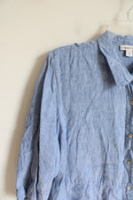 Coldwater Creek Blue Linen Button Down Top | 3X
