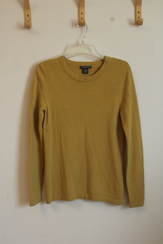Chelsea & Theodore Olive Cashmere Sweater | L