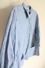Coldwater Creek Blue Linen Button Down Top | 3X