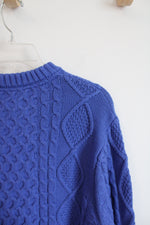 NEW Houston White Blue Cable Knit Sweater | S