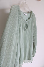 NEW Lauren Conrad Valor Green Pleated Long Sleeved Top | 0X