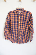 Gap Blue Peach Gingham Plaid Button Down Shirt | 12