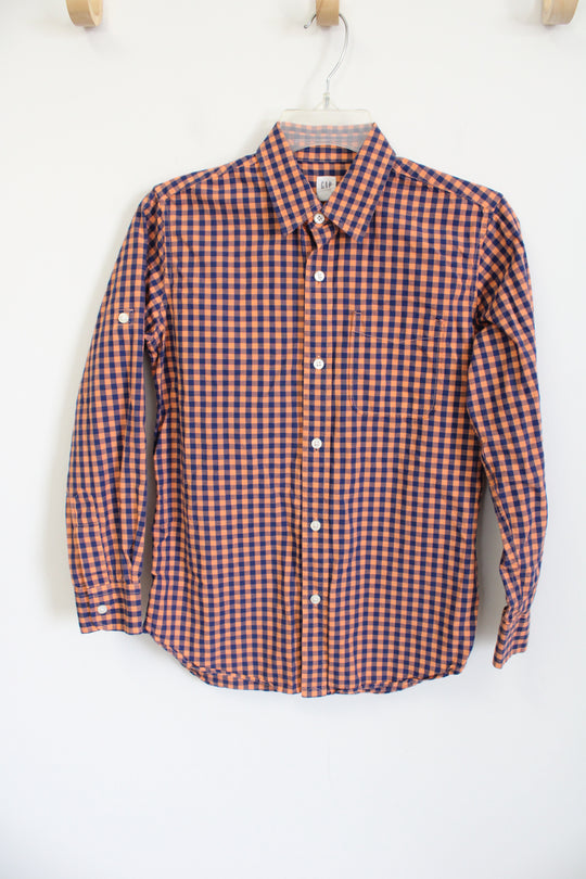 Gap Blue Peach Gingham Plaid Button Down Shirt | 12