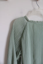 NEW Lauren Conrad Valor Green Pleated Long Sleeved Top | 0X