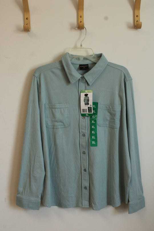 NEW 32 Degrees Heat Light Green Button Up Top | XL