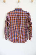Gap Blue Peach Gingham Plaid Button Down Shirt | 12