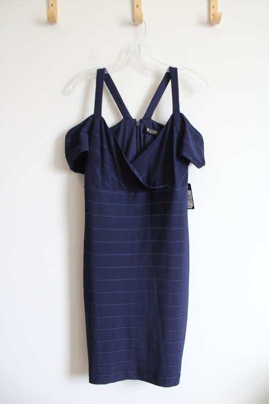 NEW Guess Navy Ribbed Cold Shoulder Dress | 12