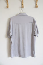 Under Armour Loose Fit Gray & White Striped Polo Shirt | L