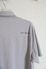 Under Armour Loose Fit Gray & White Striped Polo Shirt | L