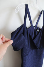 NEW Guess Navy Ribbed Cold Shoulder Dress | 12