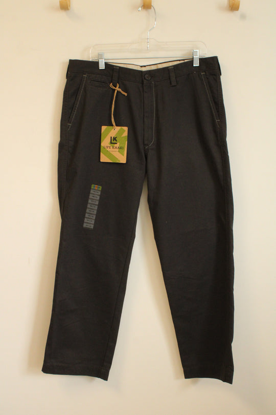 NEW Haggar Dark Gray Relaxed Straight Pants | 36 x 30